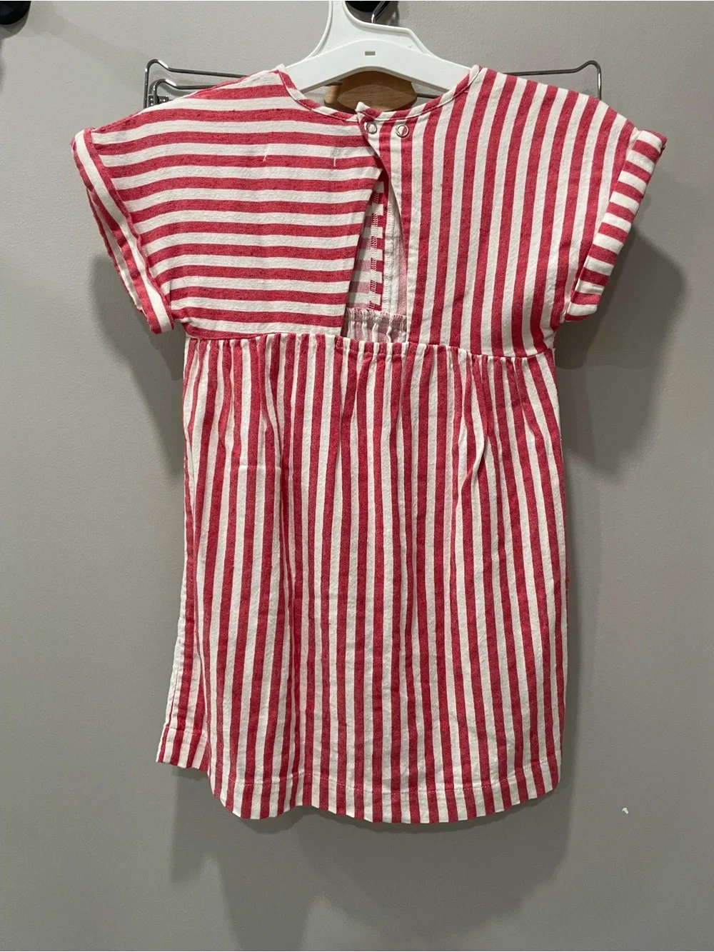 Zara Red and White Striped Cotton Kids Dress